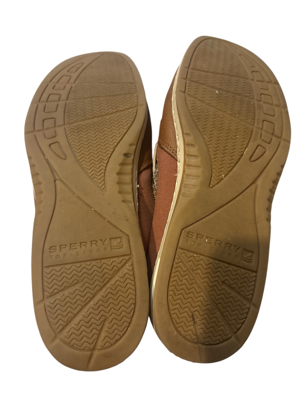 Sperry Women's Tan Leather Boat Shoes with Patterned Collar - Picture 5 of 5